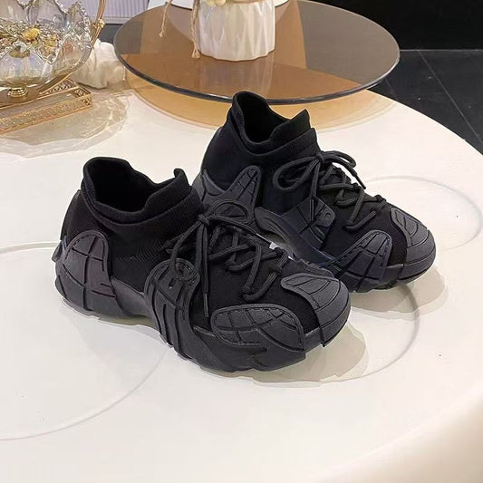 Women's Chunky Dad Sneakers | Flyknit Breathable Slip-On Lightweight Cushioned