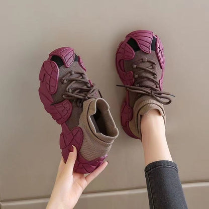 Women's Chunky Dad Sneakers | Flyknit Breathable Slip-On Lightweight Cushioned