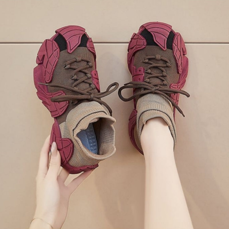 Women's Chunky Dad Sneakers | Flyknit Breathable Slip-On Lightweight Cushioned