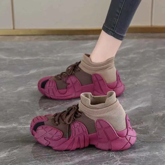 Women's Chunky Dad Sneakers | Flyknit Breathable Slip-On Lightweight Cushioned