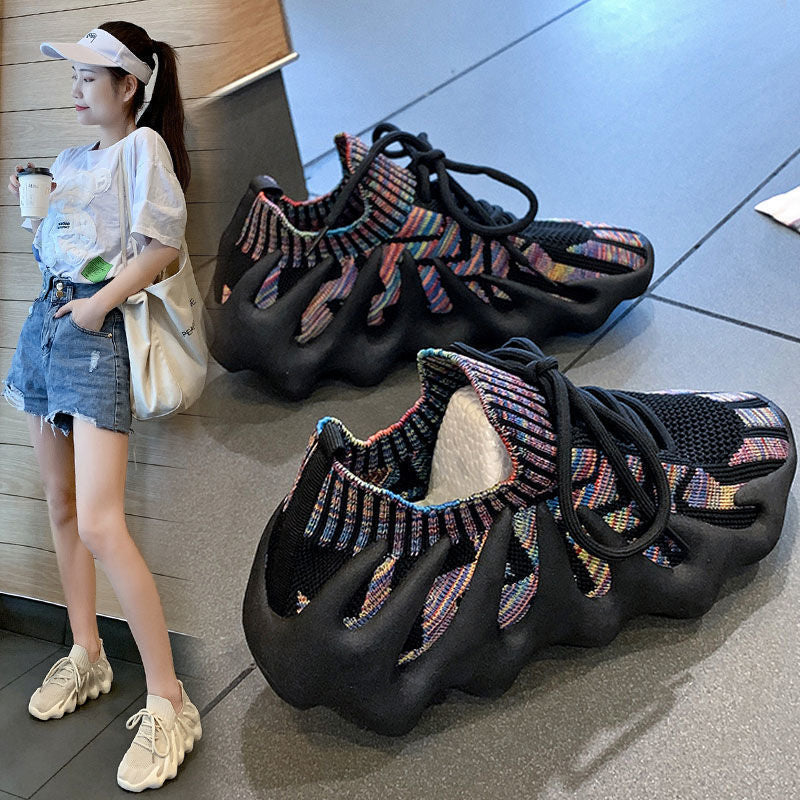 Women's Octopus Design Flyknit Sneakers | Breathable Lightweight Korean Style
